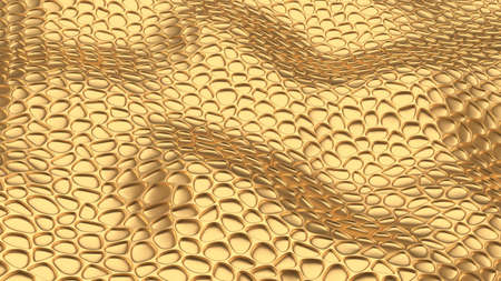 Luxury golden background with leather texture. 3d rendering 3d illustration.