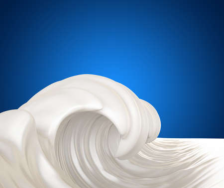 Sea of milk, splash of milk on a white background, natural, yogurt, sour cream, thick, liquid, paint. 3d rendering 3d illustration.の写真素材