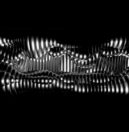 Black stylish metallic black background with lines and waves. 3d rendering 3d illustration.の写真素材