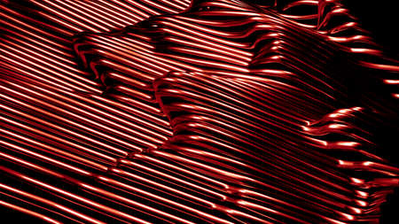 Stylish red metallic black background with lines and waves. 3d rendering 3d illustration.の写真素材