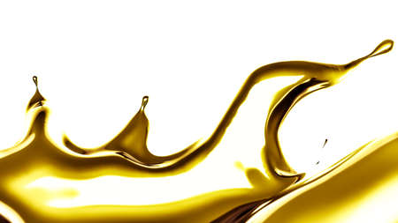 A splash of thick, golden liquid. 3d rendering, 3d illustration.の写真素材