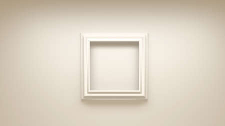 White architectural background with a frame in the interior.3d rendering, 3d illustration.