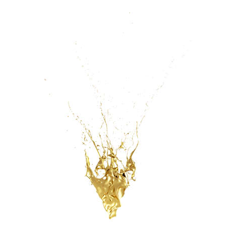 A splash of thick, golden liquid. 3d rendering, 3d illustration.の写真素材