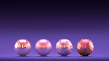 Purple geometric background with balls. 3d rendering  3d illustration.