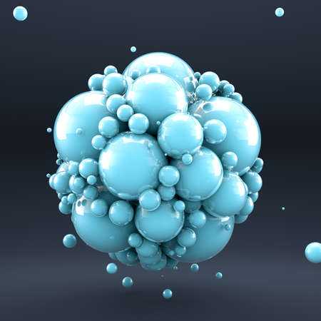 Turquoise geometric background with unusual circle shape. 3d rendering 3d illustration.