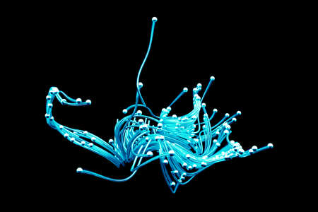 Abstract light glowing gold shape black background. 3d rendering, 3d illustration.