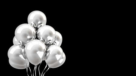 White isolated on a black background balloon. 3d rendering, 3d illustration.の写真素材