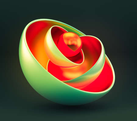 Abstract green background with metal balls. 3d rendering 3d illustration.の写真素材
