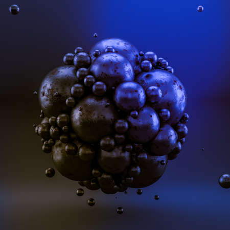 Blue abstract background with balls. 3d rendering 3d illustration.