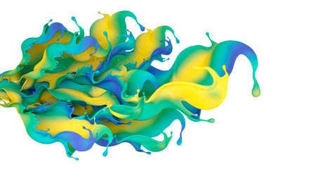 Beautiful multi-color splash of liquid . 3D illustration, 3D visualization.