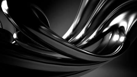 Black, stylish, modern metallic background with smooth lines.3d rendering, 3d illustration.の写真素材