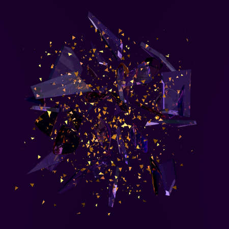 Abstract black background with glass shards and glitter. 3d rendering,   3d illustration.の写真素材