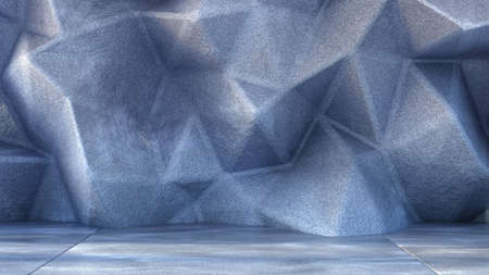 Background empty interior wall with stone texture, floor and relief wall.3d rendering, 3d illustration.の写真素材