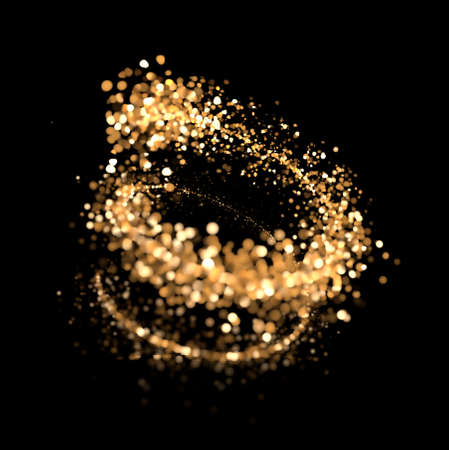 Spiral glitter gold black background.  3d rendering, 3d illustration.の写真素材
