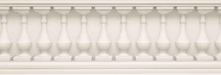 White background with balustrade.3d rendering, 3d illustration.