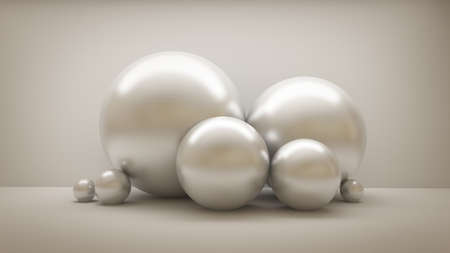 White background with balls.3d rendering, 3d illustration.の写真素材