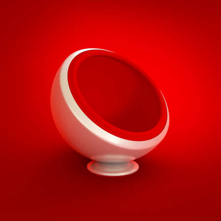 Red chair in the interior.3d rendering, 3d illustration.の写真素材