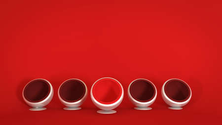 A number of chairs in a red office interior.3d rendering, 3d illustration.の写真素材