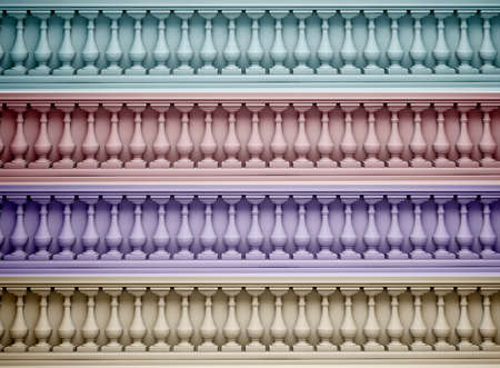 White background with balustrade.3d rendering, 3d illustration.