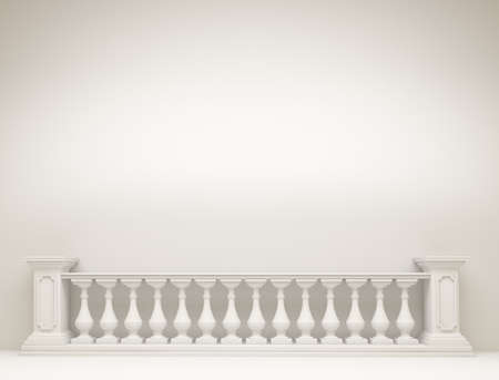 White background with  balustrade.3d rendering,   3d illustration.