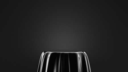 Black background with a pedestal. 3d illustration,の写真素材