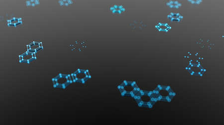 Abstract geometric hexagon background with glow. 3d rendering, 3d illustration.