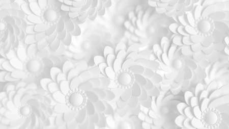 Beautiful, elegant paper flower in the style of hand-made on a white wall. 3d rendering, 3d illustration.の写真素材