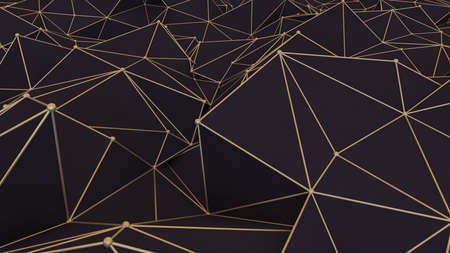 Black abstract 3d background with triangles and structure.3d rendering, 3d illustration.