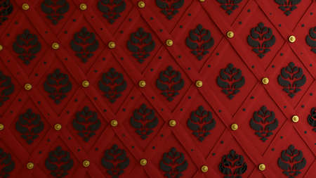 Red architectural ornament background, abstraction. 3d rendering, 3d illustration.の写真素材