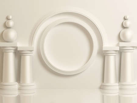 White architectural background with a classic interior.3d rendering, 3d illustration.の写真素材