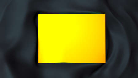 Stylish black background with pleats and gold plane. 3d rendering, 3d illustration.の写真素材
