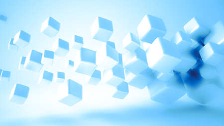 White, glowing, light 3d background with geometrical shapes. 3d rendering, 3d illustration.の写真素材