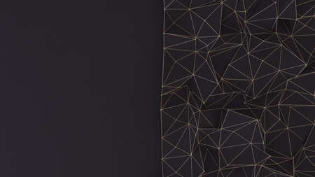 Black abstract 3d background with structure and triangles.3d rendering, 3d illustration.