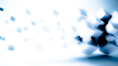 White, glowing, light 3d background with geometrical shapes. 3d rendering, 3d illustration.