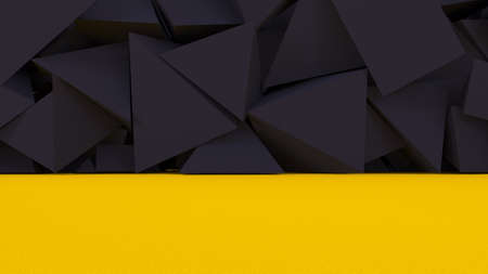 Black abstract 3d background with room, floor and wall yellow.3d rendering, 3d illustration.