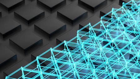 Black background with glow. 3d rendering, 3d illustration.