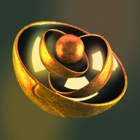 Abstract green background with metal balls. 3d rendering 3d illustration.