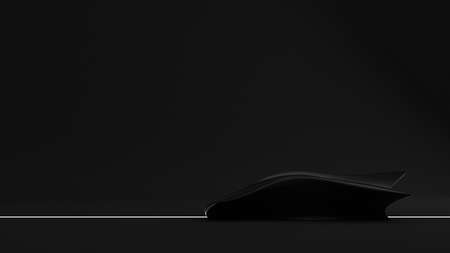 Black futuristic, fantastic background with a sports car.3d rendering, 3d illustration.の写真素材