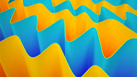 Colorful azure, orange background. 3d rendering 3d illustrationの写真素材
