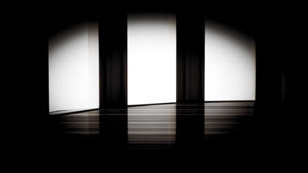 Grim black empty interior. 3d rendering, 3d illustration.
