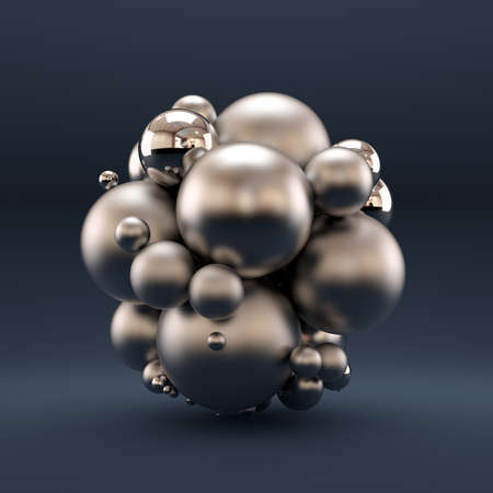 Gray luxury background with geometric shapes from balls. 3d rendering 3d illustration.の写真素材