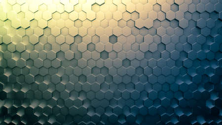 black metal background with hexagons. 3d rendering, 3d illustration.の写真素材