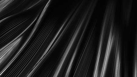 Black background with drapery, silver and lines. 3d rendering, 3d illustration.の写真素材