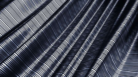Black background with drapery, silver and lines. 3d rendering, 3d illustration.の写真素材