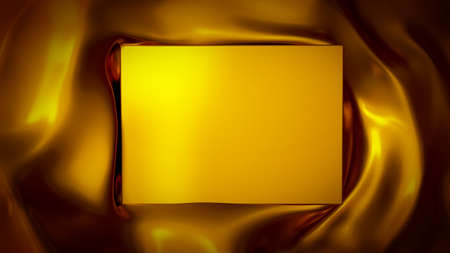 Glamorous gold background with pleats and gold wave. 3d rendering, 3d illustration.の写真素材