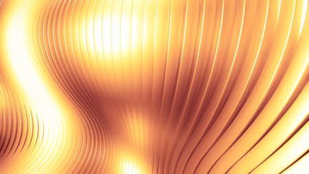 Golden beautiful colorful 3d background with smooth lines and waves of metal. 3d rendering, 3d...