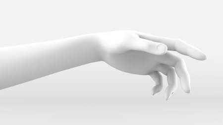 White hand on a white background. 3d rendering, 3d illustration.の写真素材
