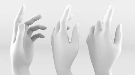 White hand on a white background. 3d rendering, 3d illustration.の写真素材