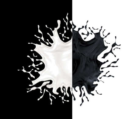 Isolated, black ink splash on a black background.3d rendering, 3d illustration.の写真素材