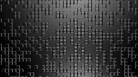 Silver black metallic background with hexagons.3d rendering, 3d illustration.